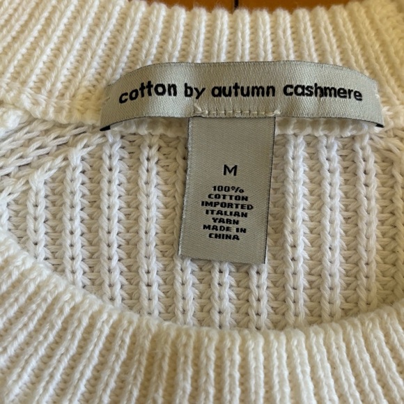 Cotton by Autumn Cashmere M cotton ivory cream orange crew neck sweater - Picture 3 of 8